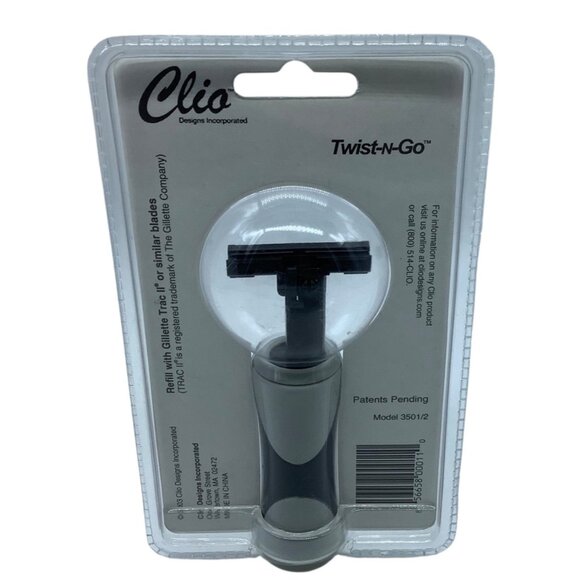 Twist-N-Go Folding Travel Razor By Clio NEW Ergonomic Gillette Trac II Blades - Picture 2 of 2
